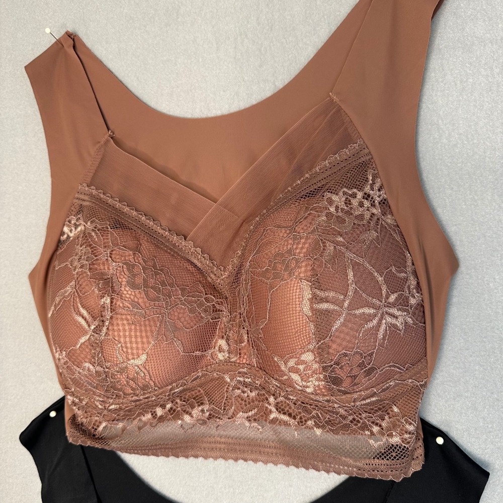 Lot of 2/Lace Bralette Tank Top Wireless Sleep Bra Comfort Lounge Bra Top - Picture 4 of 16